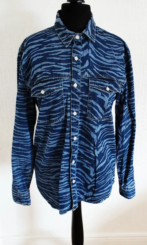 Topman Animal Print Denim Shirt