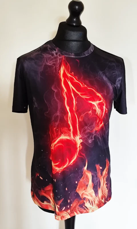 T-Shirt with Fiery Musical Note