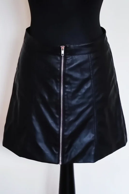 H&M Pleather Mini Skirt with Front Zip