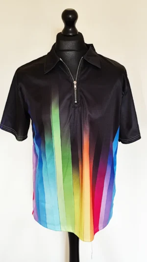 Rainbow Polo Shirt with Zip Collar