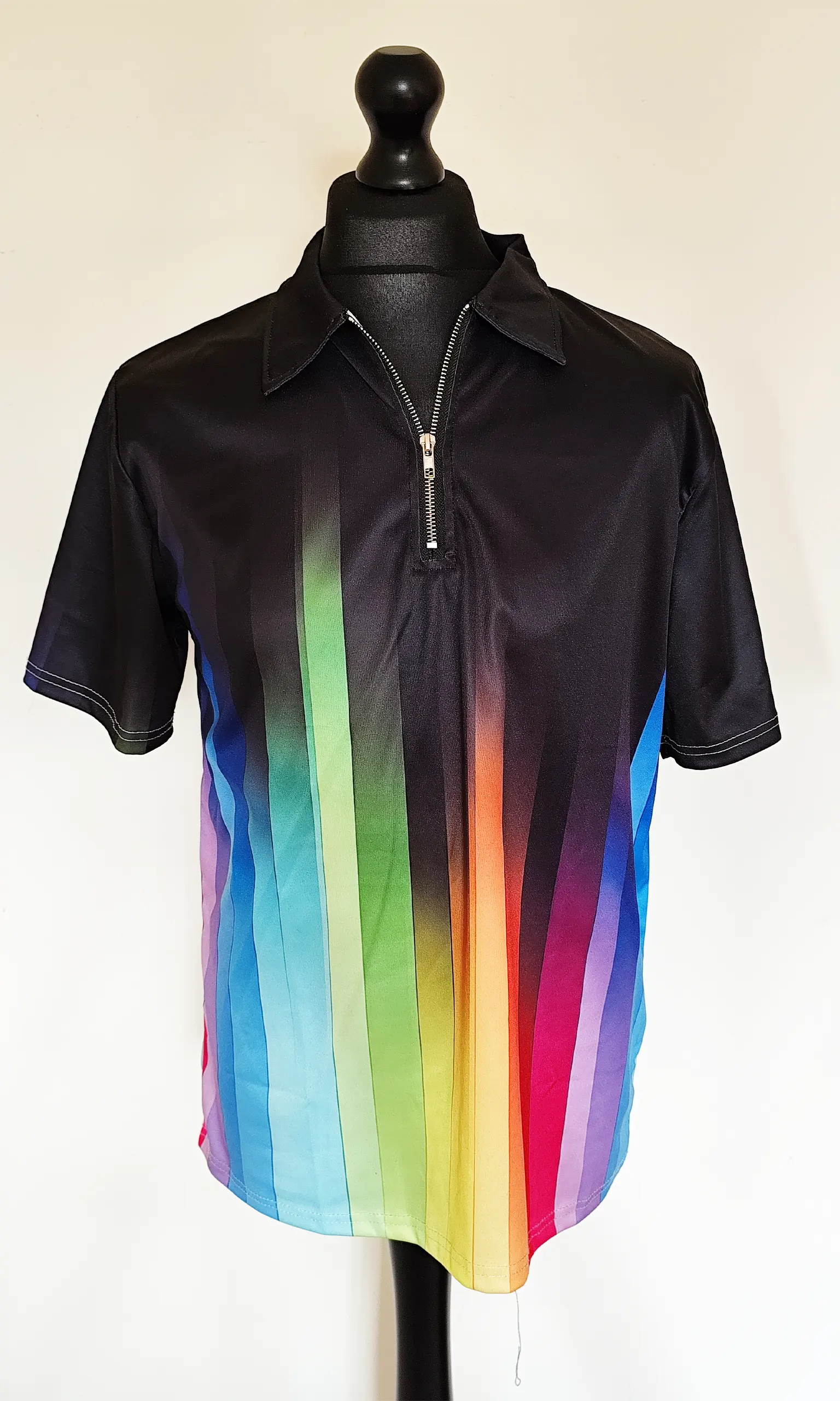 Rainbow Polo Shirt with Zip Collar