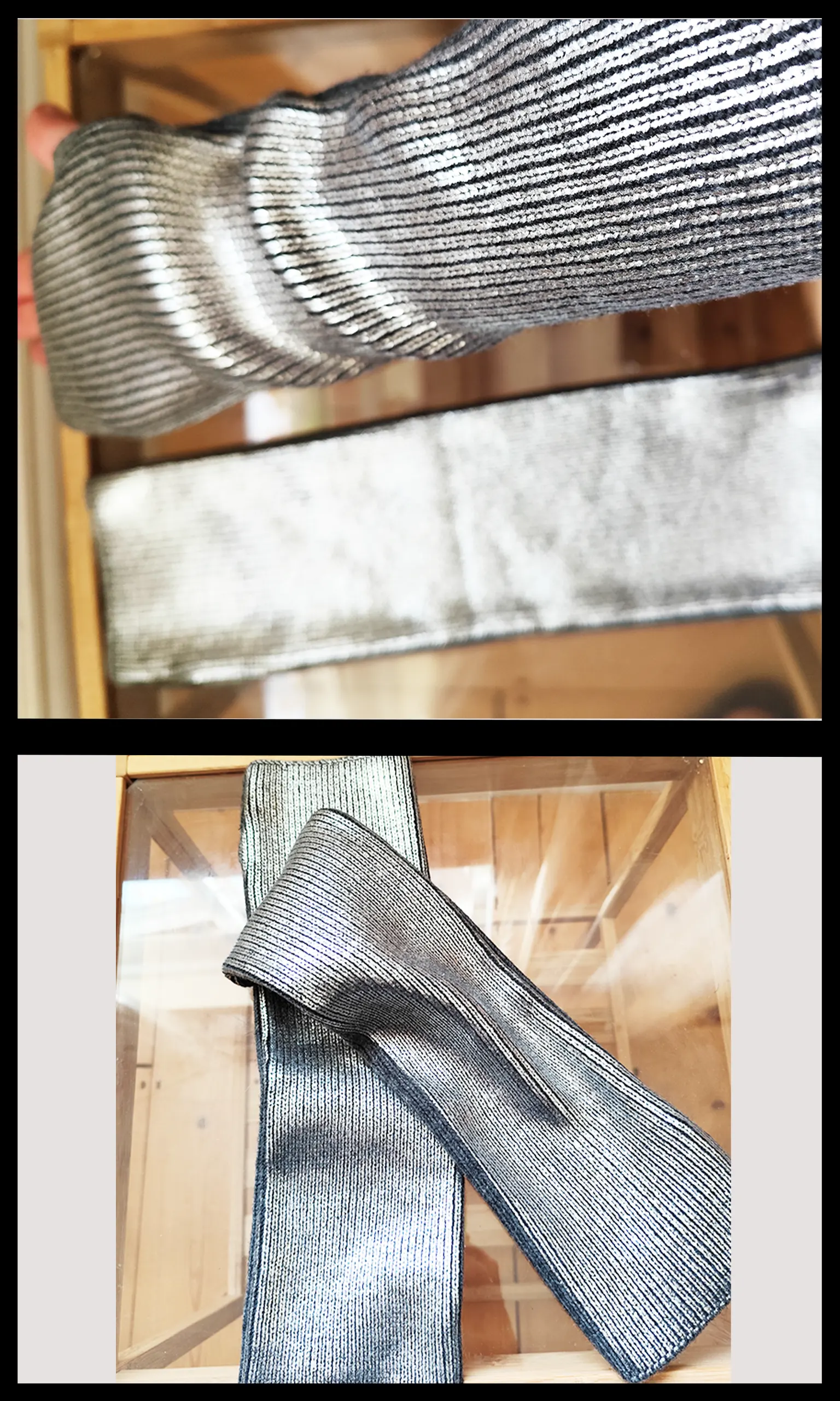 Long Silver Fingerless gloves