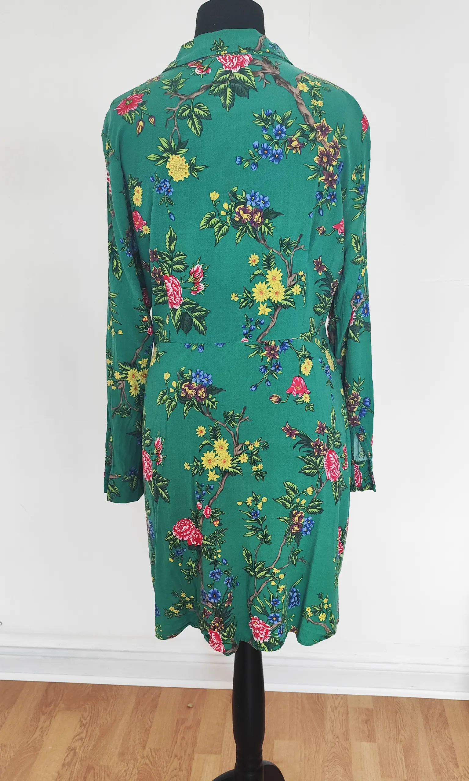 Green Floral Button Down Shirt Dress - Image 3