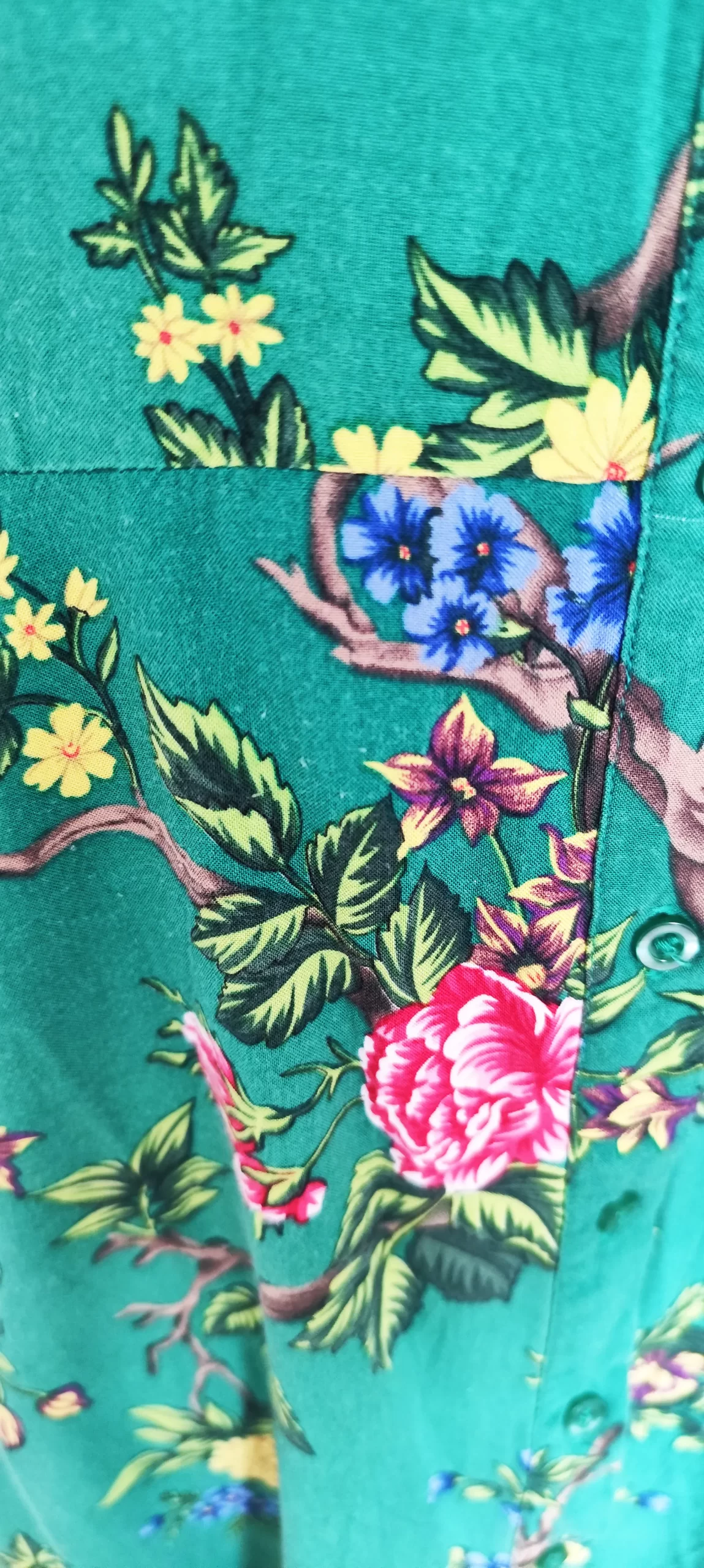 Green Floral Button Down Shirt Dress - Image 2